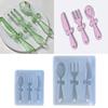 Geometry Bowknot Knife Fork Spoon Parts Silicone Mold with Hole Woman Keychain Decorative Pendant Mold for DIY Crafts