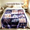 Teddy Bear Theme Custom Blanket Personalized Name & Text Customized Soft Warm Throw Blanket Home Decor