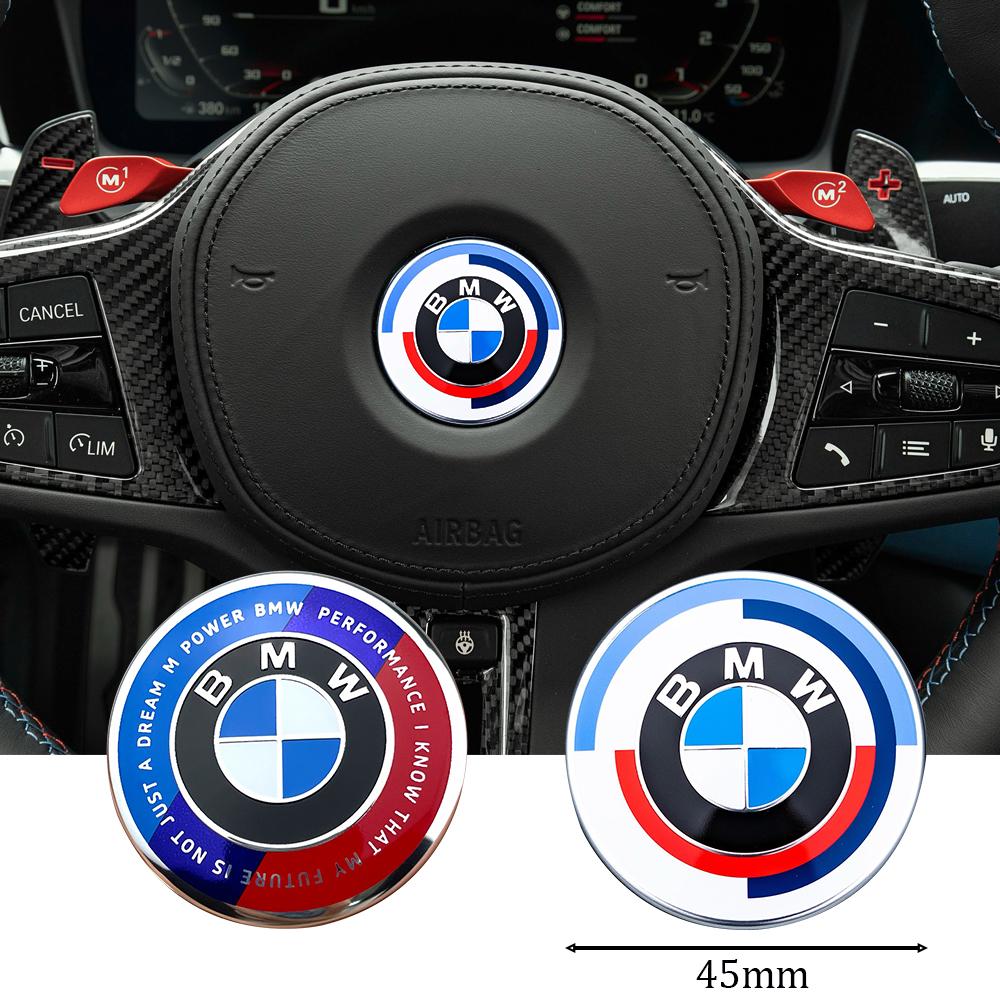 50th anniversary 74mm/82mm/45mm car Front Hood Emblem Rear Trunk logo steering wheel cover for mini BMW auto accessories