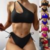 Women's Split One-Shoulder Hollow Out Sexy Bikini Fashion With Chest Pad No Steel Bra Swimsuit