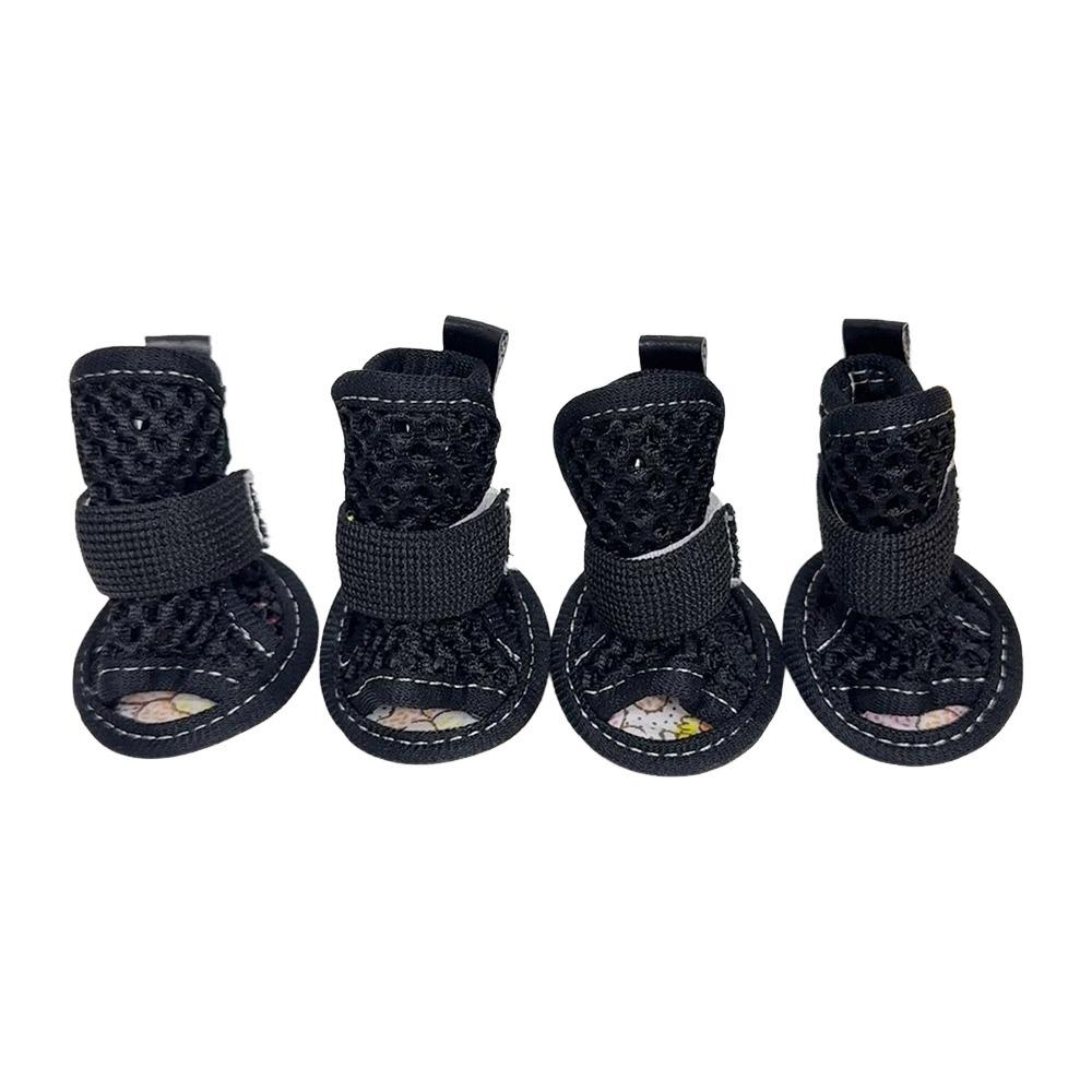 4Pcs Soft-sole Pet Sandals Non-slip Cooling Dog Boots Cute Dog Shoes Summer