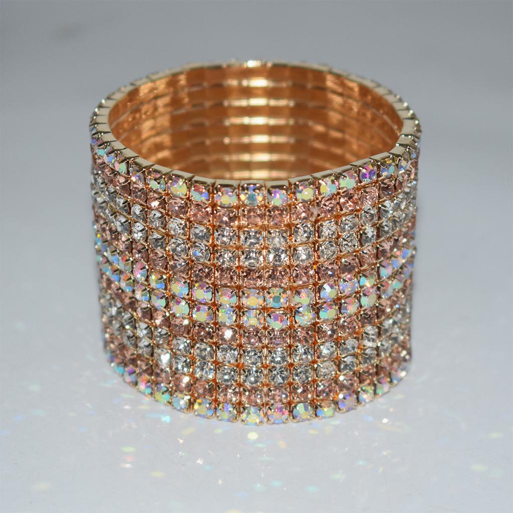 Super Flash Inlaid Bright Crystal Bracelet Rhinestone Multi-Layer Wide Elastic String Ornament
