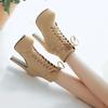 Autumn Women's Pumps Shoes Women's Thick Sole Boots Lace Up Ladies Ankle Boots Comfortable Stiletto Heels