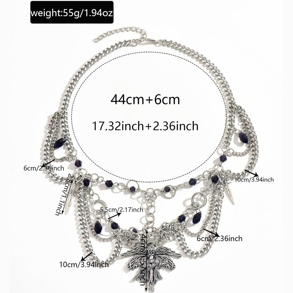 Gothic Style Cross Necklace, Retro Dark Punk Style Ladies Necklace, for Halloween Easter Birthday Gift