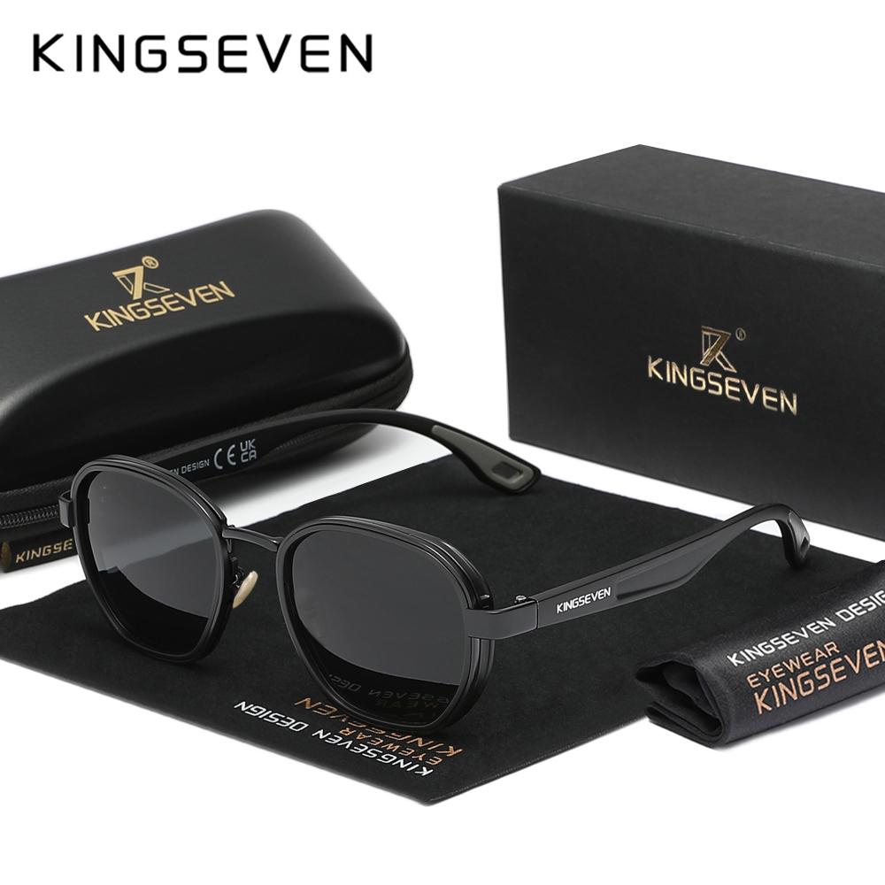 Бренд KINGSEVEN Оригинальные Солнцезащитные Очки Мужские Поляризационные UV400 Роскошные Женские Очки Мужские Для Улицы Круглая Рамка Повседневные Модные Очки