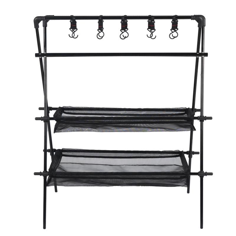 Outdoor Multifunctional Double-Layer Mesh Drying & Storage Rack for Camping & Cars