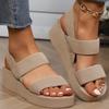 2024 Summer Women's Thick-Soled Straw Sandals: Casual, Simple, Large Size for Beach Vacation.