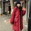Женский пуховик средней длины новый осенне-зимний толстый теплый свободный простой