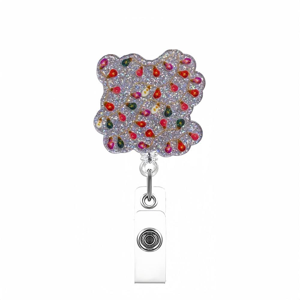 Christmas Hat Snowman Elk Christmas Badge Reels Acrylic Alligator Badge Clip Xmas