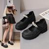 New Single Shoes Autumn French Style Skirt Mary Jane Shoes Pearl Chinese Style with Small Leather Shoes Women's Platform Evening