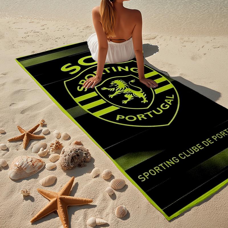 Sporting Portugal Crest Microfiber Beach Towel, Lightweight And Quick-Dry, for Summer Travel, Beach Essential, Swimming Pool