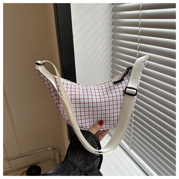 Клетчатый Тренд Повседневный 2025 Новая Осень Новая Мода Индивидуальность Простая Сумка-пельмень Женская через плечо на одно плечо