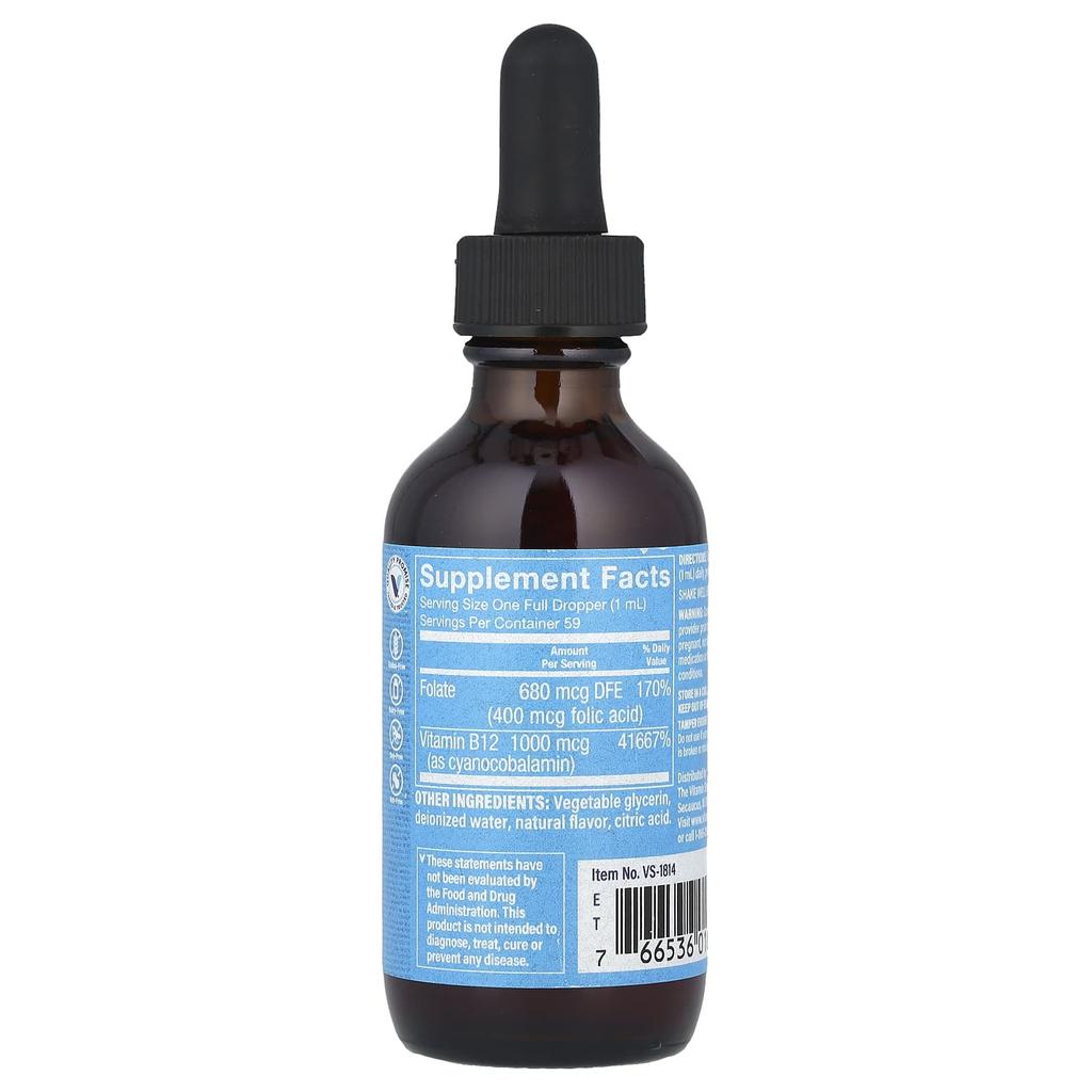 With Vitamin B12, Folic Acid, Raspberry, 59 mL (2 Fl Oz)