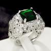 French Color Treasure High-End Emerald Ring, Niche Design Light Luxury Versatile Zircon Women'S Ring