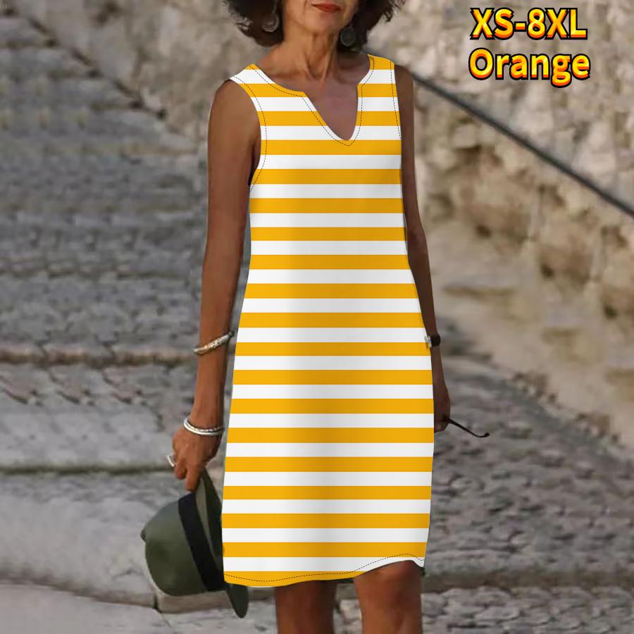 Женское летнее платье в полоску зебры с v-образным вырезом, повседневное модное платье без рукавов, повседневное свободное сексуальное платье размера плюс XS-8XL