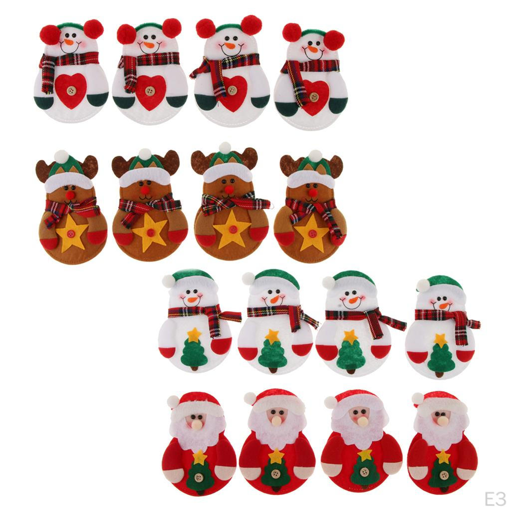 Набор из 4 рождественских столовых приборов, декоративные чехлы для столовых приборов, держатель для столового серебра, декор для ресторанного стола