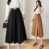 Women's Autumn and Winter Commuter Elegant Half-body Skirt Solid Color High Waist Mid-length A-line Skirt