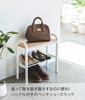Yamazaki Jitsugyo 4787 Easy To Stand Bench Shoe Rack White W48XD19XH46cm Tower Entrance Bench Shoe Rack with Handle Approx.