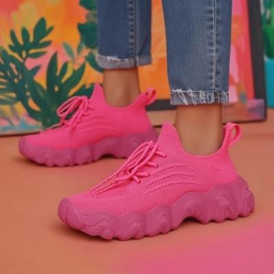 Женская вязаная обувь авангард Сетчатая обувь Эластичная Легкая Обувь на толстой подошве Амортизирующая Универсальная для повседневной носки Легкая обувь