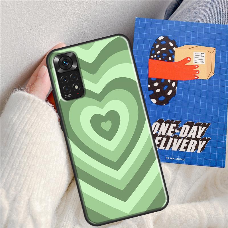 green aesthetic Case For Redmi Note 11 Pro Cover For Redmi Note 10 Pro 8 9 10S 11S 9A 9C K50 K40 Gaming