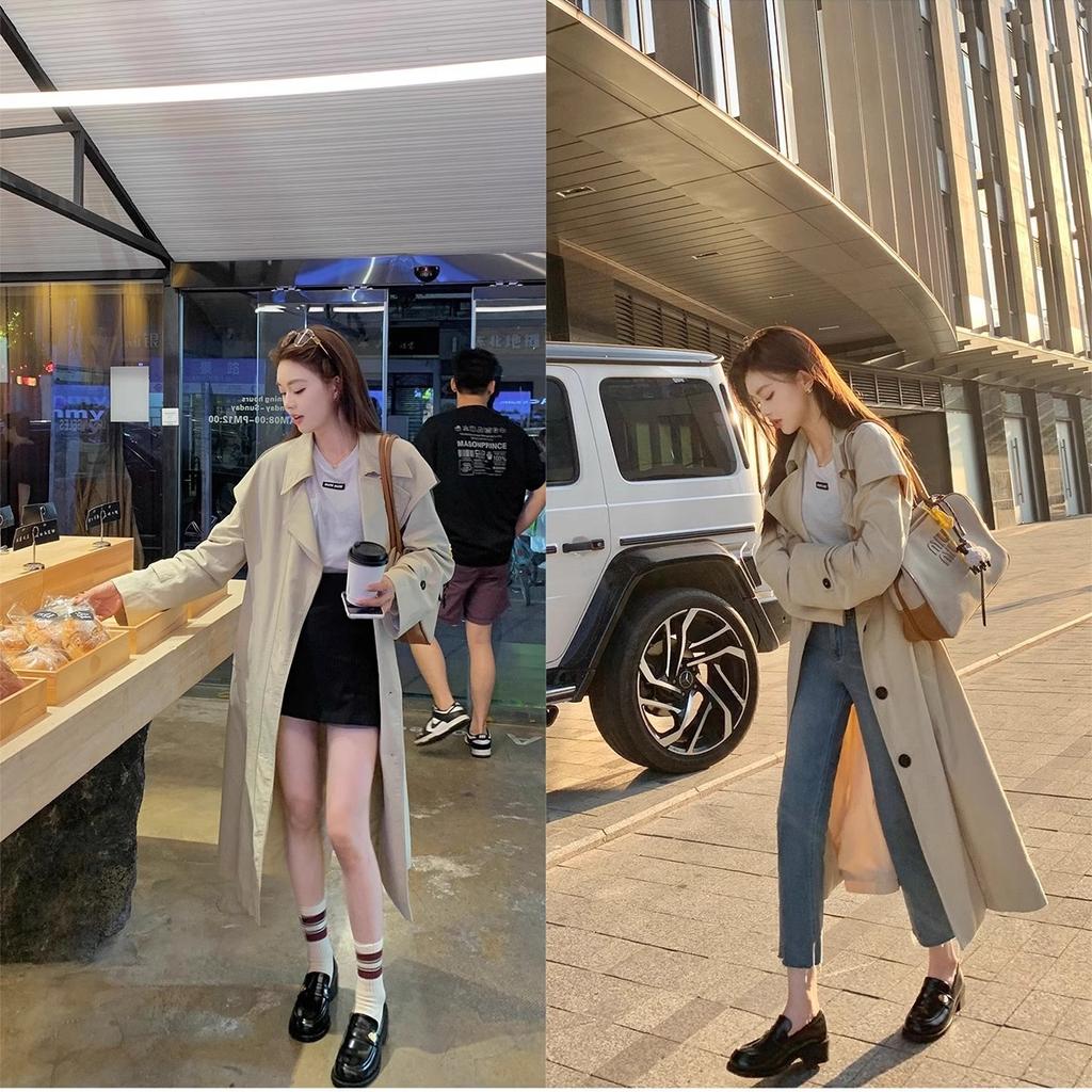 Cowhide Version~ Grape Mother Has the Same Genuine Leather Versatile Round Head Small Gold Buckle, Thick Heel Loafu Small Leather Shoes for Women's Au