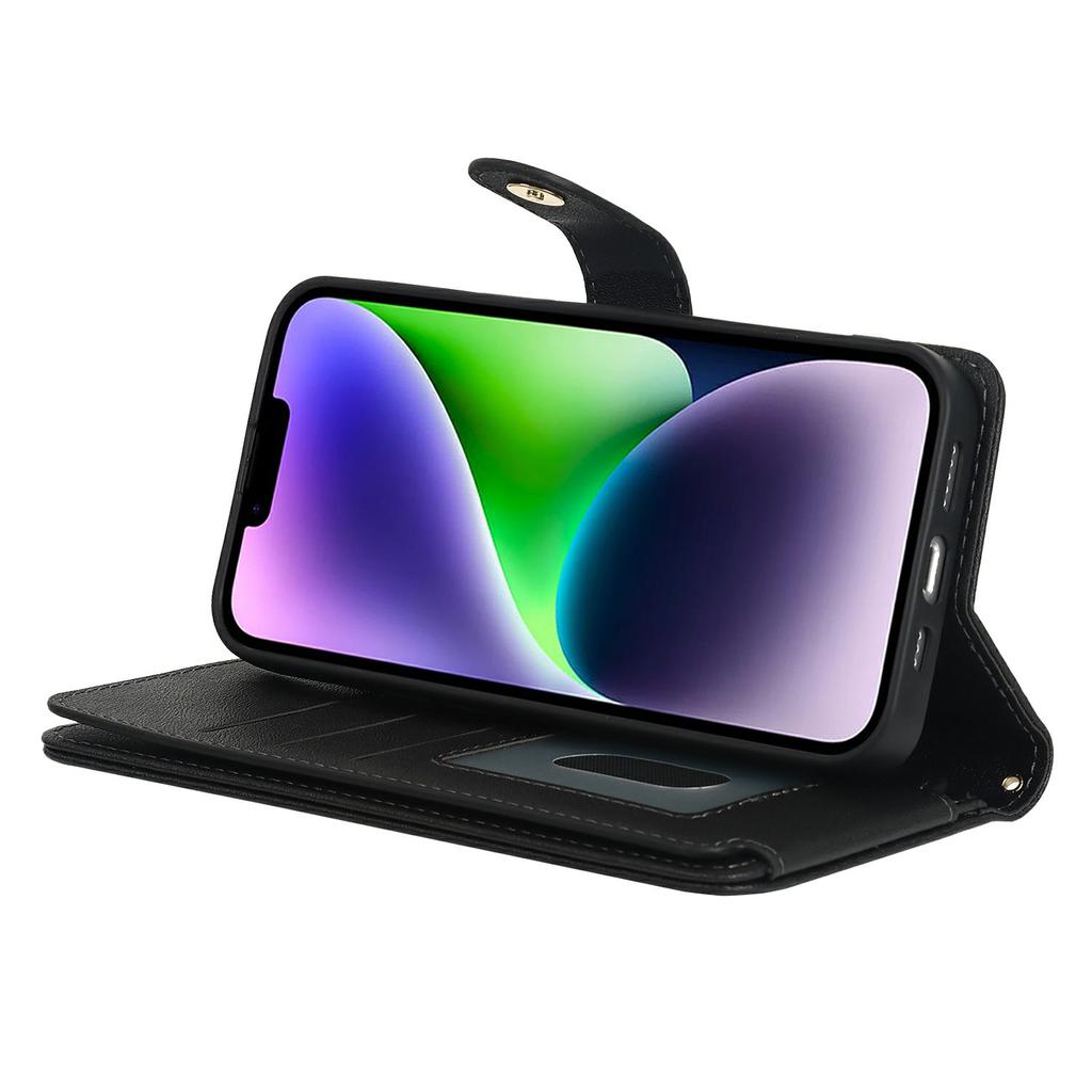 Чехол-подставка для iPhone 14/13, чехол для телефона из ПУ кожи с ремешками/кошельком на молнии/множеством слотов для карт