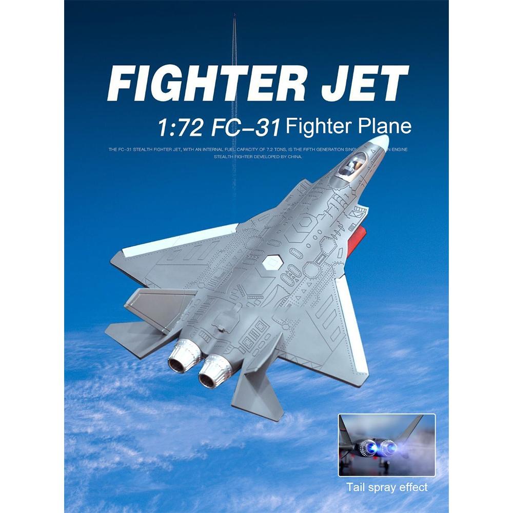 1/72 весы FC-31, игрушка-истребитель из сплава, модель литья под давлением, звук, свет, функция распыления, весы, игрушка-самолет для мальчиков, коллекция детских подарков, сувенир