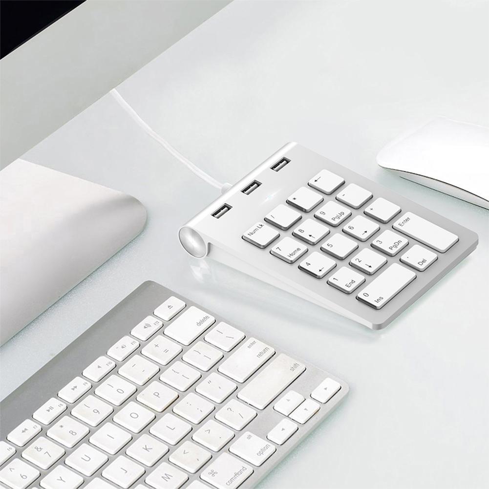 Проводная мини-цифровая клавиатура USB и Type-C с концентратором на 3 порта USB 2.0, 18 клавиш, цифровой блок для ноутбука, компьютера, настольного ПК