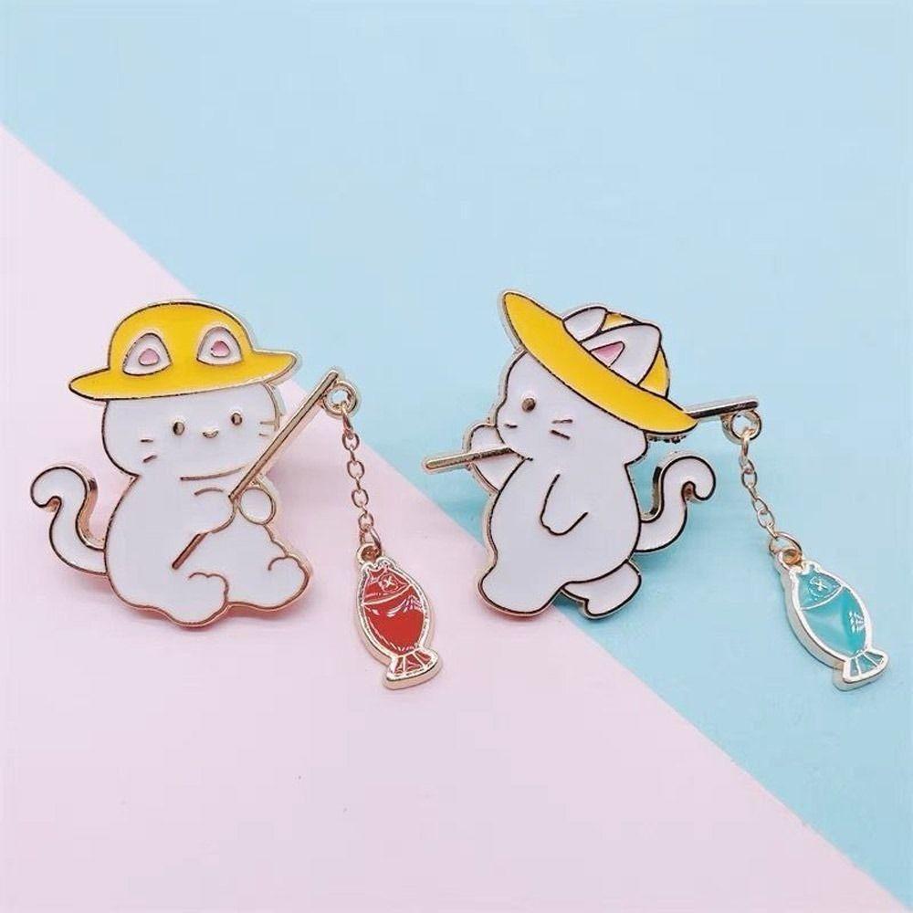 Мультяшный дизайн Значок-пин с животным Эмалевое покрытие Мультяшный кот Пин Креативная брошь Аниме значки
