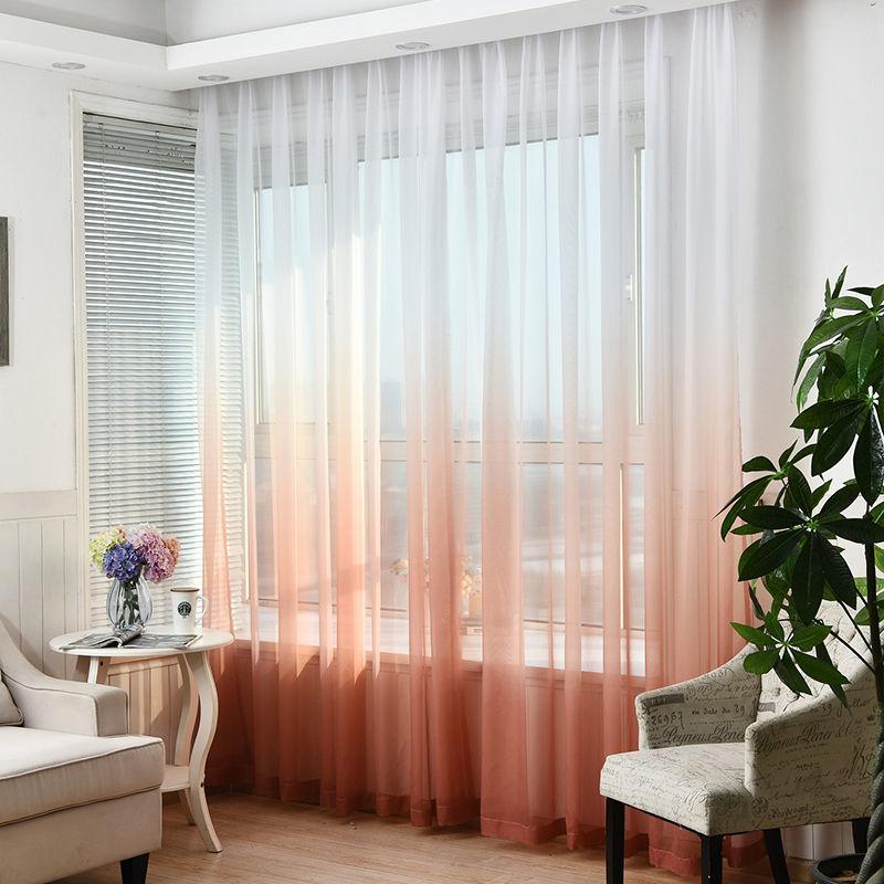 Современные синие градиентные цветные занавески, тюлевые декоративные прозрачные шторы для гостиной, спальни, кухни, отеля, дома, на оконных панелях