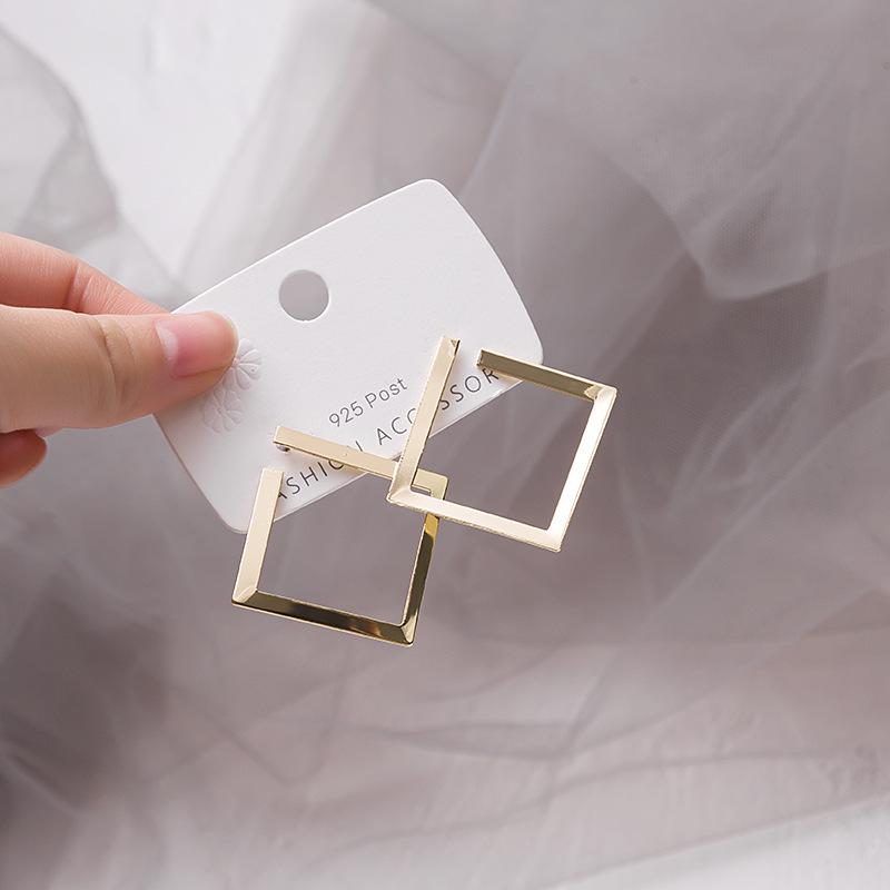 Серьги из серебра 925 пробы с геометрической квадратной формой — европейский и американский тренд, холодный стиль, преувеличенный дизайн