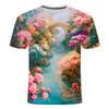 2024 Summer New Men's and Women's 3D Printed Round Neck T-shirt Popular, Stunning Scenery Series