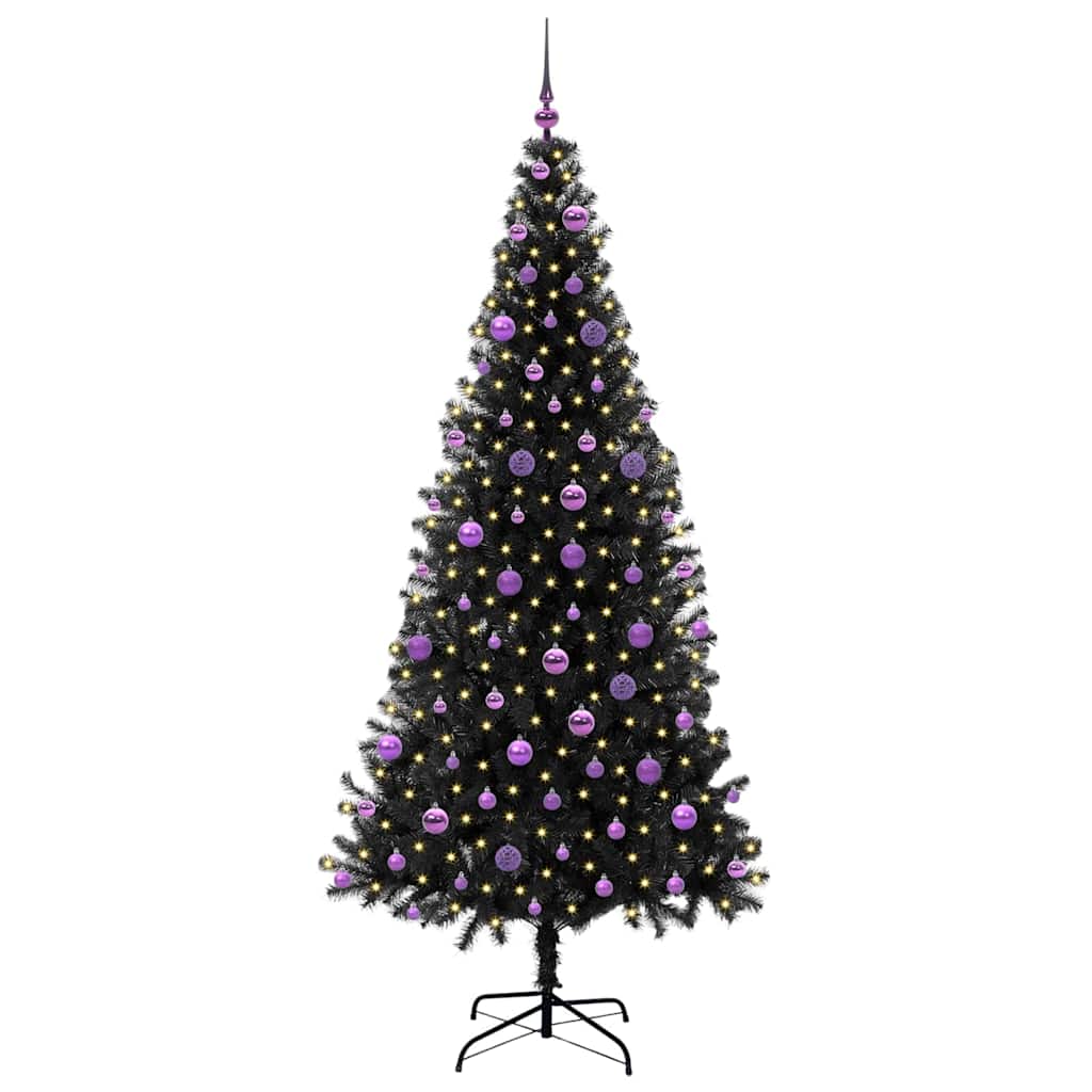 Christmas Tree with 300 LEDs and Stand Black 210 cm PVC