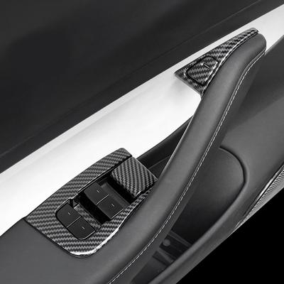 Для Tesla Model 3 автомобильный оконный подъемник дверной переключатель матовый черный модель Y из углеродного волокна украшение в наличии автомобильные аксессуары