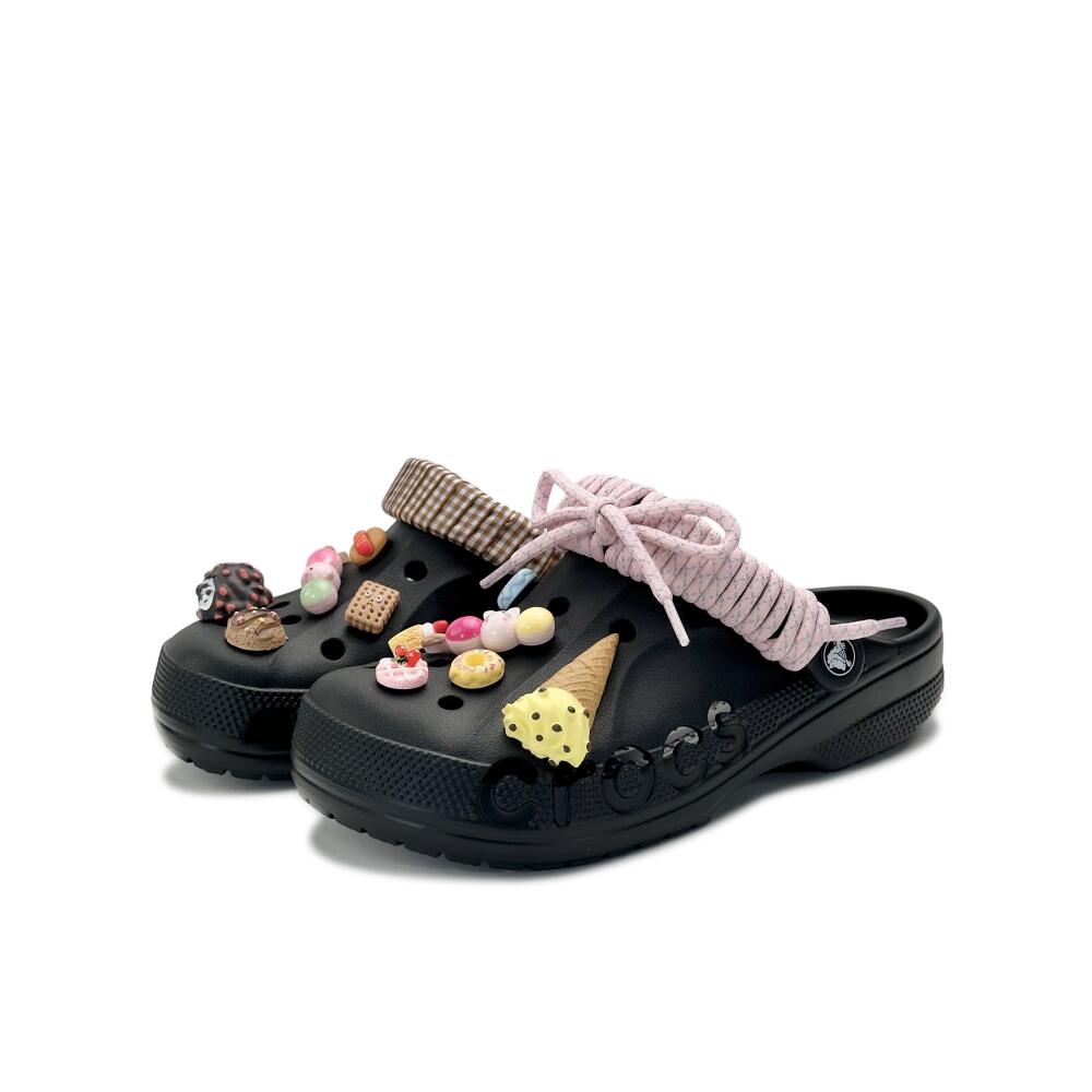 Crocs Baya Классические клоги EVA Послеобеденный десерт Beya Милые дырявые туфли-мороженое Унисекс Стиль Черный