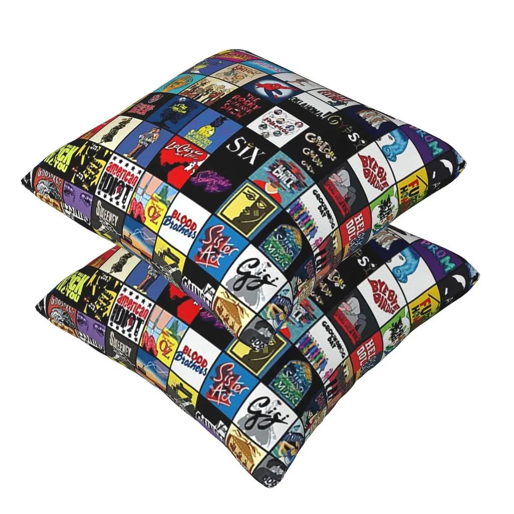 Broadway Musical Theatre Logos - Hand Drawn 2 Pcs Square Pillowcase Pillow Cover Cushion Decor Comfort Throw Pillow For Home
