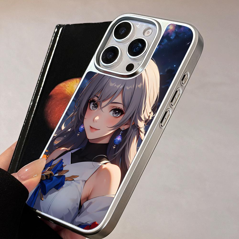 Серебряный чехол HSR Bronya для мобильного телефона iPhone 17 16 15 14 13 12 11 Air Pro Max Plus Разноцветная крышка
