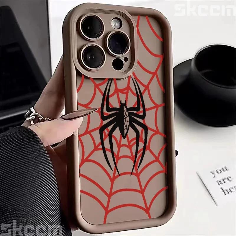 Мягкий противоударный чехол из ТПУ с рисунком «Черная паутина» для iPhone 16 15 14 Pro Max 13 12 11 XR X XS 7 8 16 Plus.