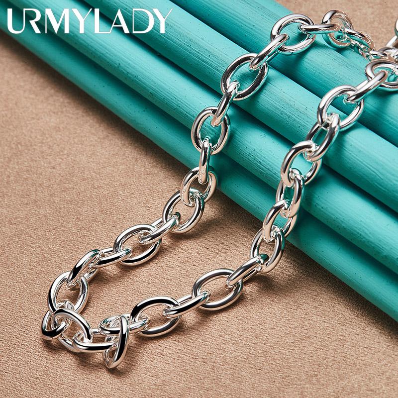 URMYLADY 925 Стерлинговое серебро Круглая цепочка OT 18 дюймов Ожерелье с подвеской для женщин Модная бижутерия