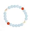 New Palace-Style Natural Aquamarine Beaded Bracelet for Girls, Red Agate, New Chinese Style Original Design, Friendship Bracelet