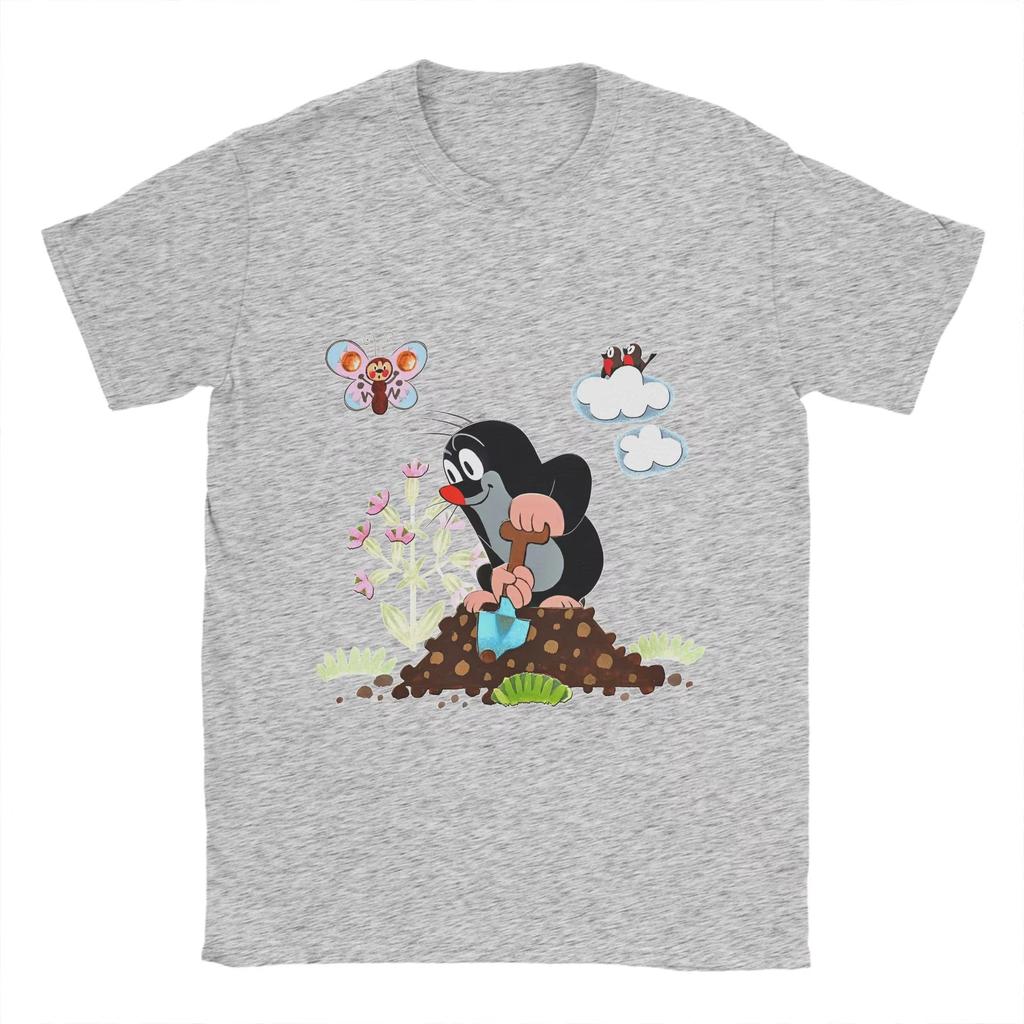 Футболка из 100% хлопка для пары 'Кротик' Летние Y2K Ретро футболки С круглым вырезом Модные футболки Оверсайз Дешевые топы Хлопковая футболка