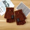 Unisex Winter Warm Imitation Cashmere Thicken Flip Mittens Fingerless Gloves Half Finger Gloves