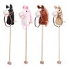 Kids Horse Stick Toy Cute Expression Soft Plush Stuffed Stick Horse with Sliding Wheels