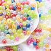 50pcs 8/10mm AB Plated Color Acrylic Loose Round Beads For DIY Fashion Jewelry Making