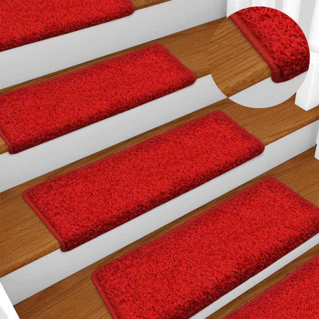 Vidaxl Maty Na Schody 15 Szt. 65X21X4 Cm Czerwone Prostokątne Krawędzie