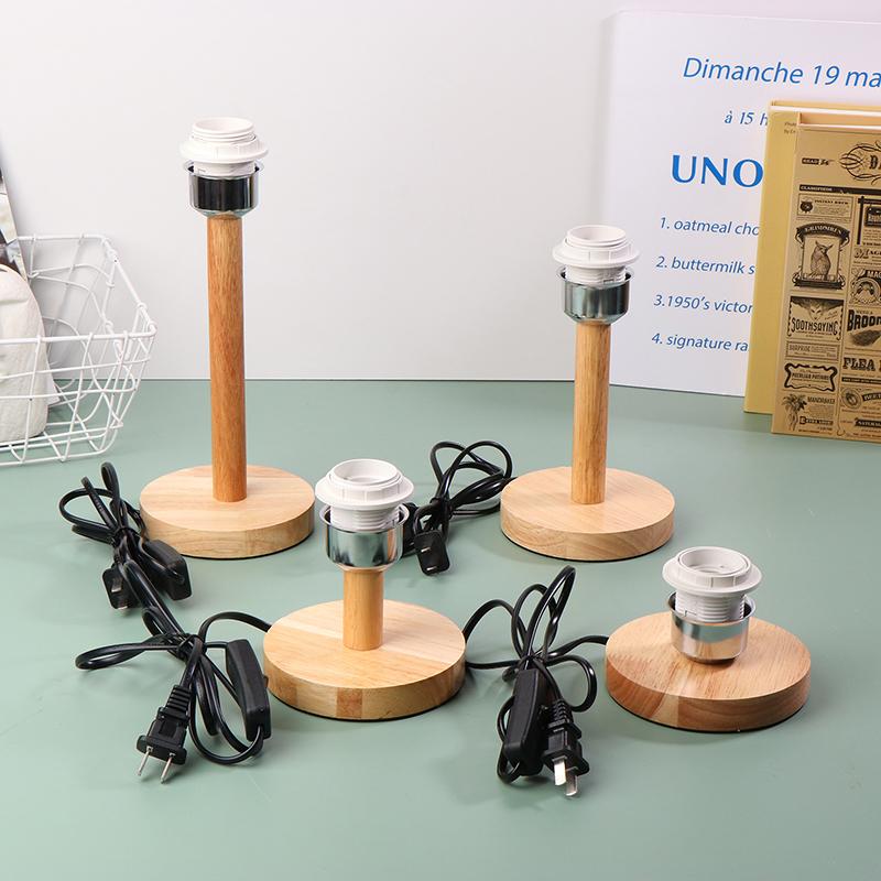 E27 патрон лампы круглый твердый деревянный держатель с шнуром включения выключения для настольной лампы прикроватный держатель лампы для домашнего освещения