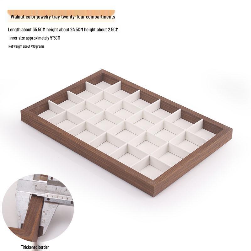 Шкатулка для украшений из орехового дерева с белой кожей и крышкой, пыленепроницаемое хранилище для серег, колец, ожерелий и браслетов.