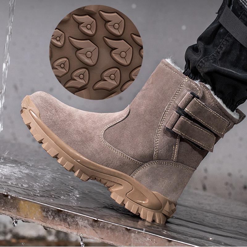 Зимние защитные ботинки Мужская обувь Защитные рабочие ботинки Стальной носок Теплые плюшевые зимние ботинки Неразрушимая обувь
