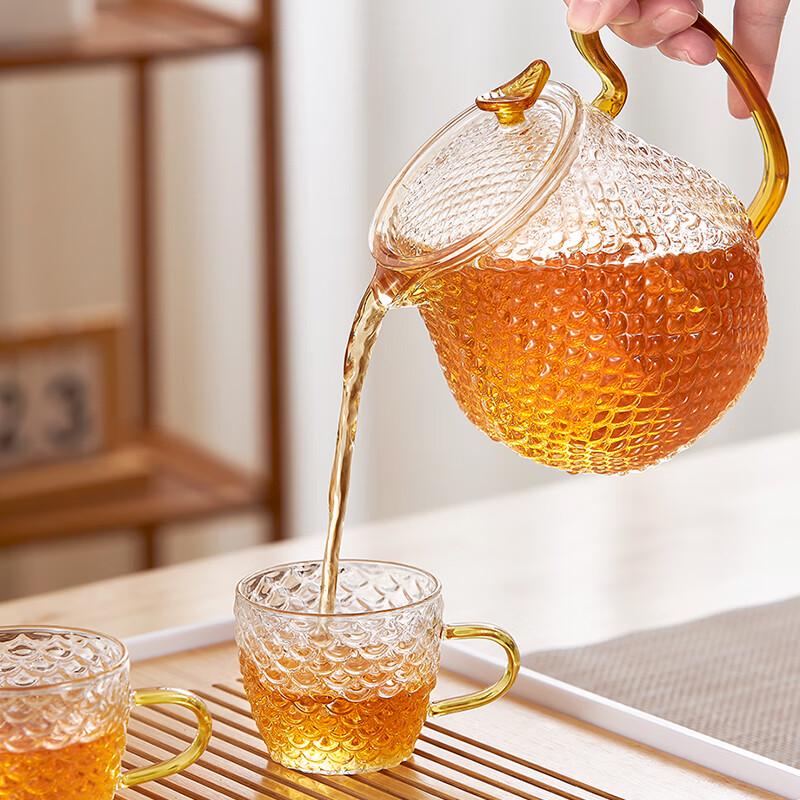 EKCO Corning Dragon Scale 5-Piece Glass Teapot Set