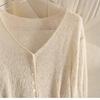 Thin Sweater Coats Women Clothing Hollow Out Long Sleeve Summer Solid Color Sueter V-neck Casual Knitted Cardigan Jackets